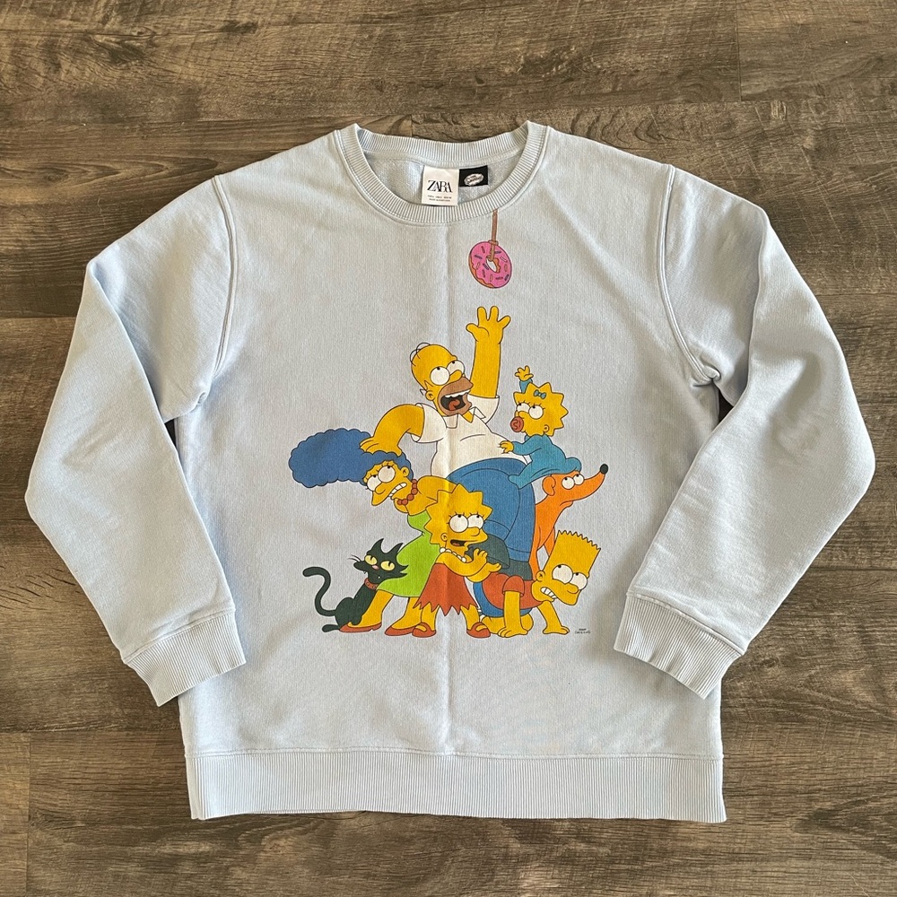 Zara The Simpsons Light Blue Sweatshirt 🎏 - Picture 4 of 9